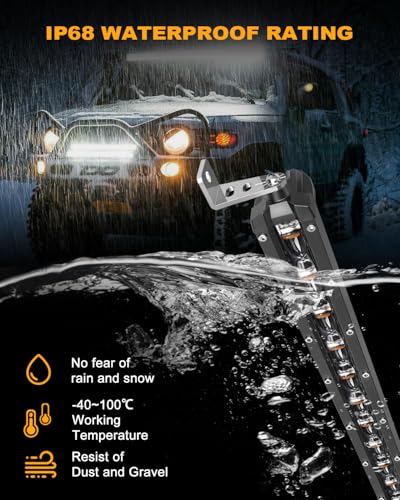 [White & Amber Strobe] 32 inch LED Light Bar Single Row Flashing Lights [Straight] Police with Wiring Harness for Off-Road Truck SUV UTV Car - color: 32in [Straight][White & Amber Strobe]