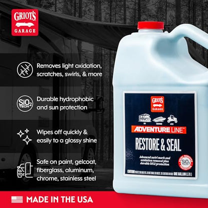 Griot's Garage Adventure Line Restore and Seal, Auto Detailing and Polishing for RVs, Campers, Boats, ATVs, Motorcycles, Works on Paint, Chrome, Steel and More, 10888, One Gallon - size: 128 Fl Oz (Pack of 1)