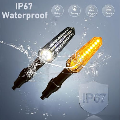 E-Mark LED Sequential Motorcycle Indicator Mini Turn Signal Light Vehicle Inspection DC12V IP67 Waterproof DRL Universal (YE/WH) - color: YE/WH