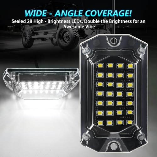 2 Pods Full Angle All Pure White LED Rock Lights Replacement Damaged Pod for Full Angle White Rock Lights 12v Underglow Light Waterproof Neon for Trucks ATV UTV Offroad Pickup RZR SXS - size: 2Pods