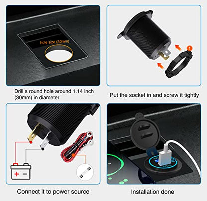 Nilight 2 Pack Quick Charge Socket LED 12V 24V Dual USB Charger 5V 4.8A Car Outlet Panel with ON Off Touch Switch Fused Wire Kit for Cars Trucks Motorcycle RVs Campers - color: 2Pcs Dual USB Charger