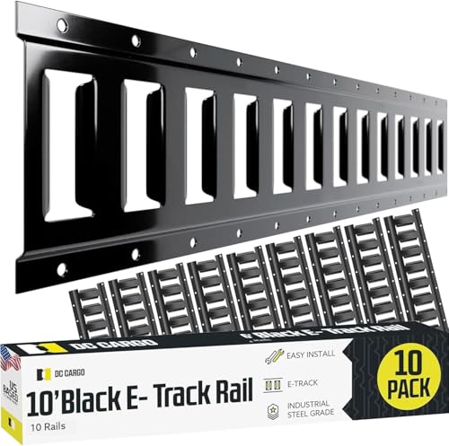 Ten 10-ft E Track Tie-Down Rail, Powder-Coated Steel ETrack TieDowns, Horizontal 10' E-Tracks, Pack of 10 Bolt-On Tie Down Rails for Cargo on Pickups, Trucks, Trailers, Vans - size: 10-pack