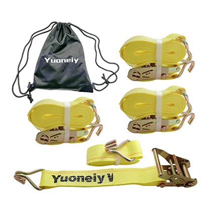 Ratchet Straps Tie Down Straps Heavy Duty (4PK) 2" x 15' x 4400 lbs J Hook Cargo Tie-Downs Straps for Motorcycle, ATV, UTV, Trailer