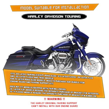 Kinglemc Crash Bar Engine Guard Highway Bar for Harley Davidson Touring Road Glide Road King Street Glide Electra Glide CVO and Trike Models 09-25 (Mustache Black) - color: Black-Mustache