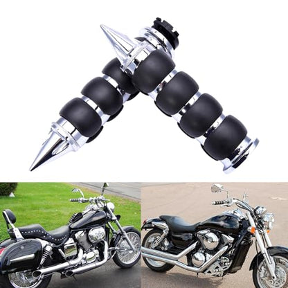 DREAMIZER 25.4MM Motorcycle Handlebar Grips 1 inch Compatible with Honda Shadow Spirit 750 Valkyrie Fury VTX1300 VTX1800 VT400 VT750 VT1100 - Smooth - style: Piont-chrome