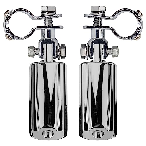 VGMOTO Motorcycle 1.25" Highway Footpegs Adjustable Foot Pegs Footrests with Clamps Mounts kit Compatible with Harley Touring Sportster Softail Road Glide Street Glide with 1 1/4 inch Engine Guard - color: Chrome-Style A