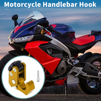 Motorcycle Handlebar Hook Helmet Gloves Luggage Hanger Motorcycle Hook Hanger Aluminum Alloy Gold Tone - color: Gold Tone