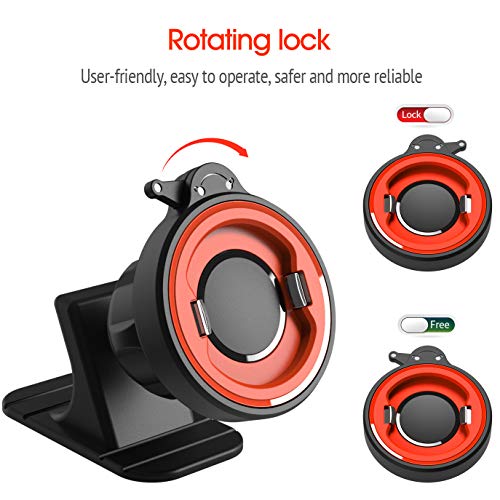 Car Phone Mount Without Magnetic, Stick On Dashboard 360° Rotatable Universal Cell Phone Holder with Ultra-Lock Quick Mount Strongest Adhesive Compatible with iPhone/Google 【Series C - 1st Gen】 - color: Car Phone Mount【Dashboard】
