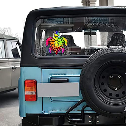 2 Pack Turtle Tie Dye Reflective Vinyl Car Decals Stickers, Van Trucks Women Men Motorcycle Laptop Decals Skateboard Bike Bumper Window 5.1" - color: Turtle-3