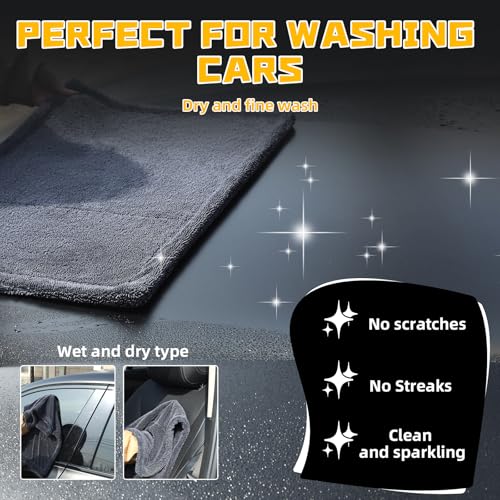 2-Pack Double-Twist Pile Microfiber Towels for Cars 1300 GSM Car Drying Towels (23.62" x 15.75") Ultra Absorbent Microfiber Towel, Streak-Free & Scratch-Free Car Cleaning Supplies with Edgeless Design - size: 23.62 x 15.75 INCH