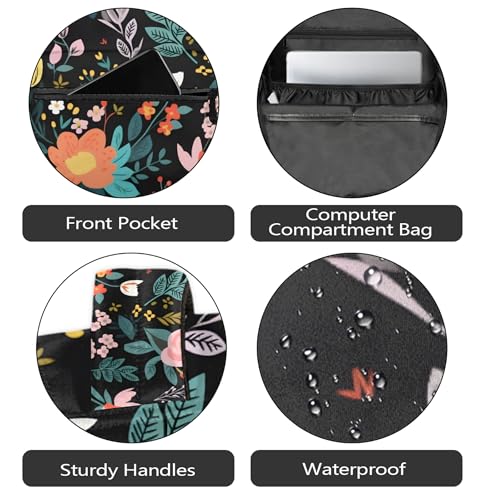 Flower Travel Backpack for Women Men, Water Resistant Laptop Bookbag College School Bag, Large Capacity Floral Print Daypack Schoolbag - color: Floral