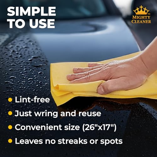 Premium 2pk +1 Free Shammy Cloth for Car Drying - 26"x17" - Super Absorbent Chamois Towel - Scratch-Free, Reusable & Soft Wash Cloth - Car Drying Towels - color: Purple, Blue, Yellow