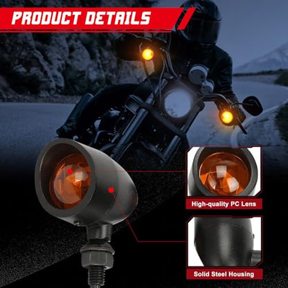 INNOGLOW Motorcycle Turn Signals, 2pcs Heavy Duty Incandescent Bulbs Amber Bullet Amoke Lens Indicators Blinkers Lights for Harley Davidson Suzuki Kawasaki Yamaha (Black) - color: Style-5