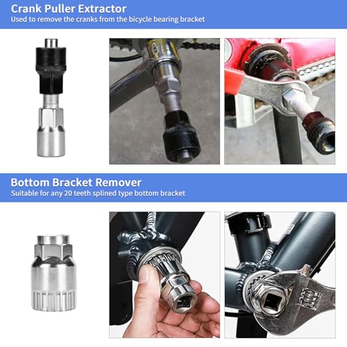 Bike Tool Kit, Professional Bike Repair Tools for Mountain Bike with 3-in-1 Cassette Remover Wrench Crank Puller Extractor Bottom Bracket Freewheel Remover Chain Breaker - color: 6 Pcs