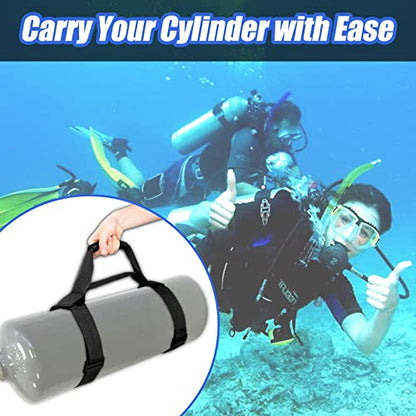 Dive Tank Carrier, Heavy Duty Webbing Scuba Air Tank Band Adjustable Cylinder Holder Carrying Strap with Comfort Handle - color: Black