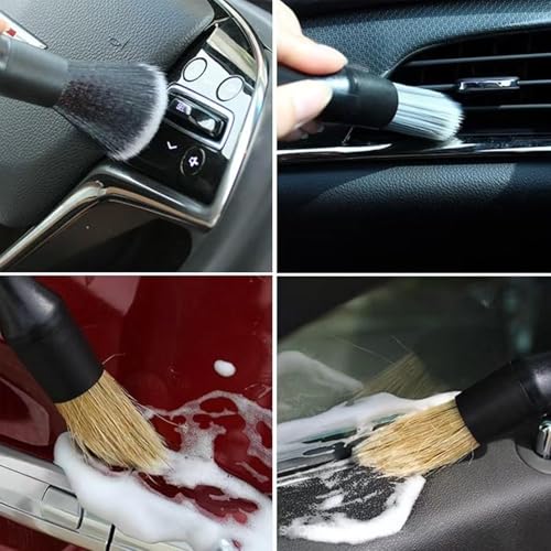 9PCS Car Detailing Brush Set, Complete Auto Cleaning Kit for Interior, Exterior, Air Vents, Dashboard, Wheels, Engine Bay, Scratch-Free Brushes
