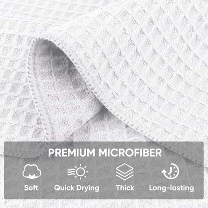 HOMEXCEL Waffle Weave Microfiber Towel, 10 Pack Lint Free Cleaning Rags, 12 x 12 Inches Barista Towels, Reusable Microfiber Cleaning Cloth for Household, Kitchen, Glass and Window, White - color: White