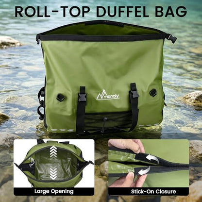60L Waterproof Duffel Bag - Large Motorcycle Dry Bag Backpack, Roll Top Heavy Duty Travel Bag with Shoulder Straps for Riding, Kayaking, Camping & Travel