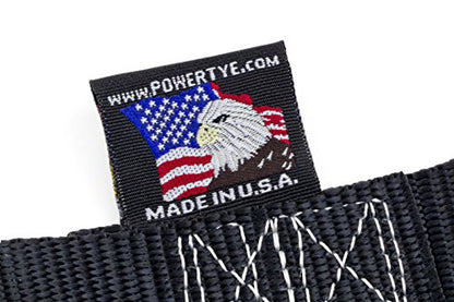 PowerTye Cam Buckle Tie Down Straps – 2 inch x 12ft Straps with Latch Hooks – Ideal for Motorcycle, ATV, Trailers, and Truck Bed Cargo – 600 lb WLL & 1,800 lb Break Strength – USA Made, Black (Pair) - color: Black