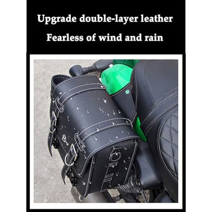 Faux Leather Motorcycle Saddlebags with Lock | fit Softail, Scooter Powersports & Cruisers, Throw Over Saddle Bags for Daily Commute or Long Trips 10.24x4.72x8.66 inches - size: Small Without Cup Bag