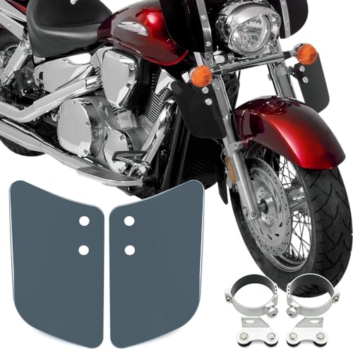 Motorcycle Front Fork Lower Small Wind Deflectors & Hardware Mounting Clamps fits for Harley Honda Yamaha Kawasaki Suzuki (Smoke) - color: Smoke