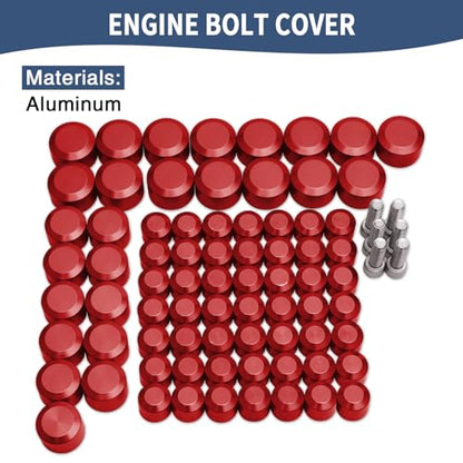 Motorcycle Bolt Covers Engine Bolt Toppers Caps Kit Fit for Harley 2007-2016 Touring Road Glide Street Glide Road King Electra Glide FLT FLH (Red) - color: Red