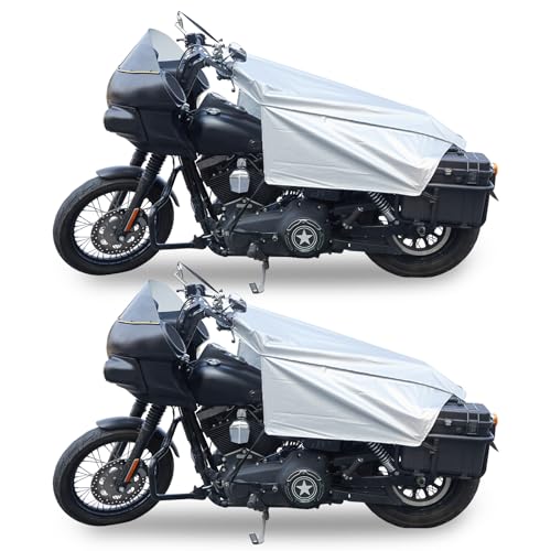 GARGOYLE BELLS Motorcycle Cover Seat Shade Cover Bike Covers Lightweight Half Covers Outdoor Sun Protection All Season Fits Various Motorcycle Models-2 Pack - color: 2Pack-Silver, size: M