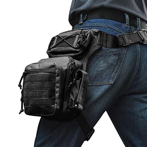 Drop Leg Bag for Men Women Military Tactical Thigh Pack Pouch Multifunctional Tactical Package Outdoor Hiking Thigh Bag - color: Black