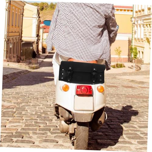 Abaodam PU Leather Motorcycle Fork Bag Saddlebag Organizer Weather-resistant Tool Storage for Motorcycles and Electric Bikes Practical Black Side Roll Bag