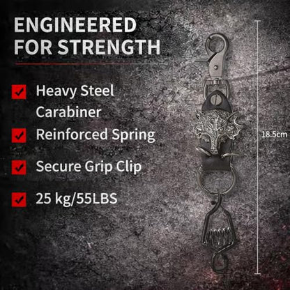 Heavy Duty Glove & Hat Clip with Carabiner, All-Metal Spring Clamp Work Glove Holder for Tool Belt, Harness, Backpack - style: Wolf