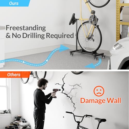 Sttoraboks Vertical Bike Stand, Freestanding Bike Rack Garage Storage Upright Bicycle Floor Stand Indoor Bike Holder with Adjustable Height for Garage & Apartment - for Wheels Sizes up to 29” - size: 1 Pack