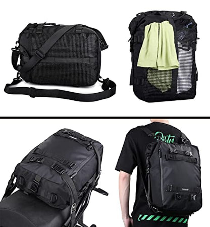 Rhinowalk Motorcycle Bag, 20L Black, Multifunctional Rear Rack Trunk Seat Bag, Motorbike Saddle Bag, Compatible with Motorcycle - size: 20L