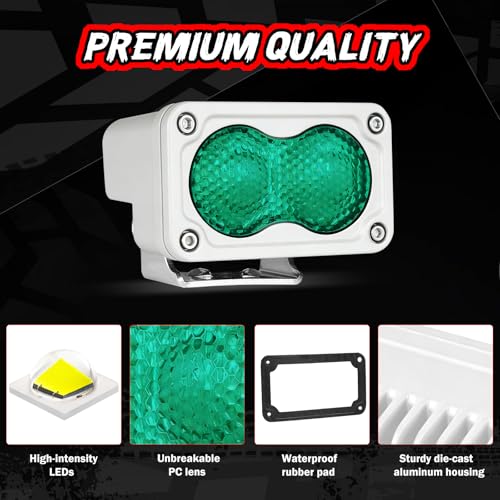 Green LED Pod Lights 3 Inch Auxiliary Backup Rear Light Bar 2PCS Off Road Driving Fog Cube Lights Green Hunting Fishing Emergency Safety Signal Work Lights for Truck UTV Pickup Boat - color: Green