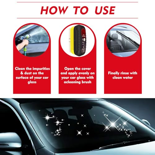Automotive Oil Film Cleaning Brush with Reusable Foam Sprayer, Upgraded Antifog Glass Cleaning Board, Glass Oil Film Remover for Car Windows & Windshields (Black)