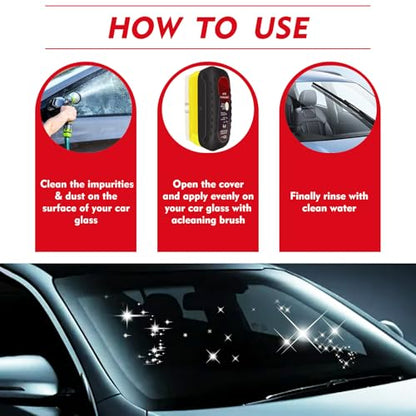 Automotive Oil Film Cleaning Brush with Reusable Foam Sprayer, Upgraded Antifog Glass Cleaning Board, Glass Oil Film Remover for Car Windows & Windshields (Black)