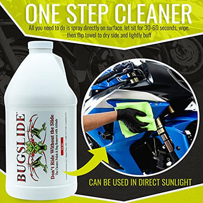 BugSlide 64 Oz Cleaner Refill for Spray Bottles & Travel Kits - All Surfaces Cleaning and Detailing Solution for Vehicle Interior and Exterior Use - Shines, Degreases, Polishes - style: 64 Oz Refill