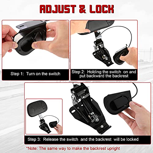 INNOGLOW Motorcycle Backrest - Detachable Driver Rider Backrest with Chrome Back Rest Pad Fit for Harley Davidson Touring Street Glide Electra Glide Road Glide Road King CVO 2009-2020 - color: Style-2/Chrome Arm