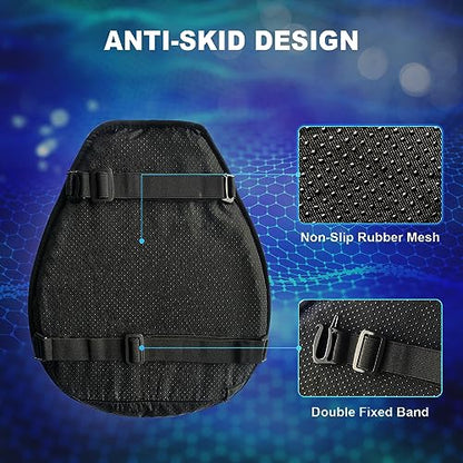 Motorcycle Gel Seat Cushion, 3D Honeycomb Shock-Absorbing, Hollow and Breathable, Hel Material is Compressive, Non-Breaking, Non-Hardening, Soft and Comfortable (Plush)