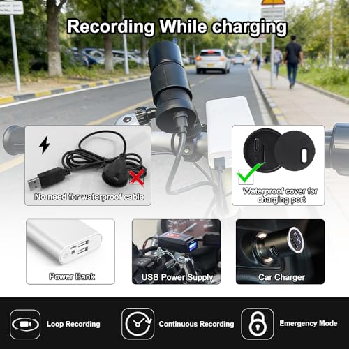 VSYSTO Bike Camera, WiFi Helmet Camera for Motorcycle Bike, Remote Control, 2K Waterproof WDR 170° Super Wide Angle Night Vision SONYIMX335 Lens Portable Bicycle Dash Cam, Loop Recording, G-Sensor - style: Single Camera