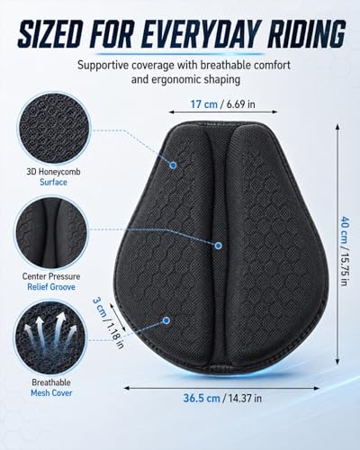 Motorcycle Seat Cushion Gel Pad Passenger Breathable Shock Absorption Waterproof 3D Honeycomb Rider Universal Long Rides Touring Comfort Anti Slip Pressure Relief Soft Durable Cover(Style B(2pcs)) - color: Style B(2pcs)
