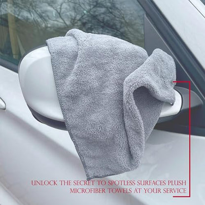 Blue Horizon Microfiber Cleaning Towels High Plush All Purpose Cleaning Rags 12-Pack 16x16 for Professional Polishing Waxing Removal as Car Auto Detailing Washcloths