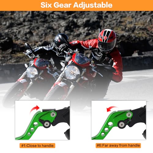 Motorcycle Brake Pump Lever 7/8" 22mm Hydraulic Master Cylinder Reservoir Clutch CNC Left & Right Set Universal Replacement for Harley Honda Kawasaki Suzuki Yamaha (Green) - color: Green
