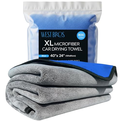 Extra Large Car Drying Towel - 800 GSM Premium Microfiber Drying Towels for Cars - Car Drying Towels Extra Large Super Absorbent, Professional XL Car Towel for Any Vehicle - 40x24, Blue - color: Blue