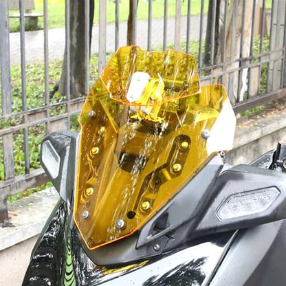 Motorcycle Windshield, Adjustable Windshield Extender, Acrylic Heightened Clip On Wind Deflector Windscreen Extension for Motorbike (Yellow) - size: Yellow