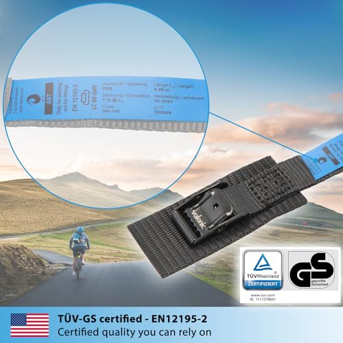 valonic ANT - Short Lashing Strap, Padded, 4 Pieces, 1 ft, 350lbs Breaking Strength, cam Buckle, Black - tie Down Straps for Bike Rack - size: 1.1 FT