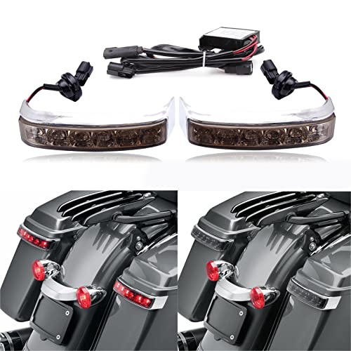 JMTBNO Motorcycle LED Saddlebag Brake Light Tail Lights Taillights Running Compatible with Harley Touring Electra Glide FLHTCU FLHTCUL FLHTK FLHTKL FLTRU FLHTKSE FLTRUSE (Chrome-Smoke) - color: Chrome-Smoke