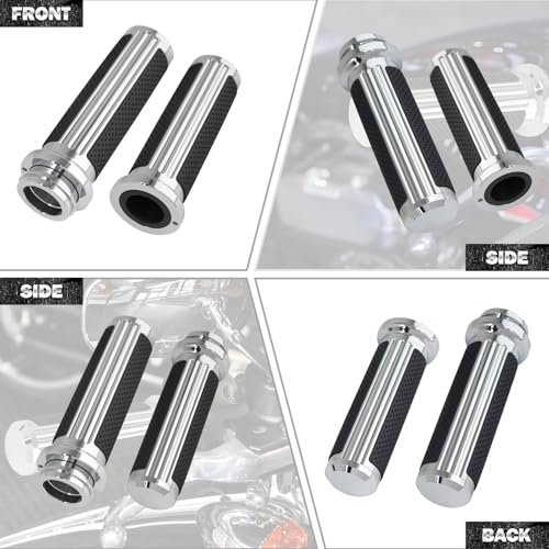 1" Electronic Throttle Defiance Handlebar Grips 25mm Hand Grips Fit for Harley Touring Street Glide Road King Road Glide Electra Glide - color: #1 Chrome