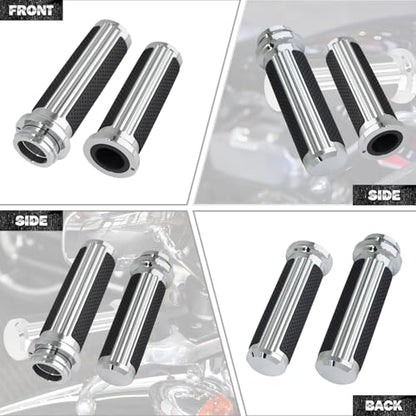1" Electronic Throttle Defiance Handlebar Grips 25mm Hand Grips Fit for Harley Touring Street Glide Road King Road Glide Electra Glide - color: #1 Chrome