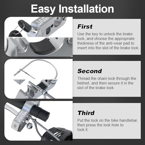 JAGASOL Motorcycle Lock Combo - Helmet & Brake Lock for Motorcycles, Mopeds, Scooters, ATV, Dirt Bikes & Street Bikes - color: Silver
