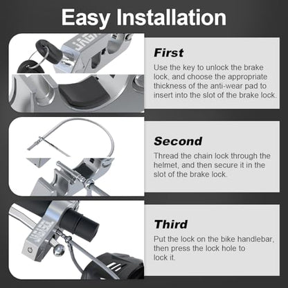 JAGASOL Motorcycle Lock Combo - Helmet & Brake Lock for Motorcycles, Mopeds, Scooters, ATV, Dirt Bikes & Street Bikes - color: Silver